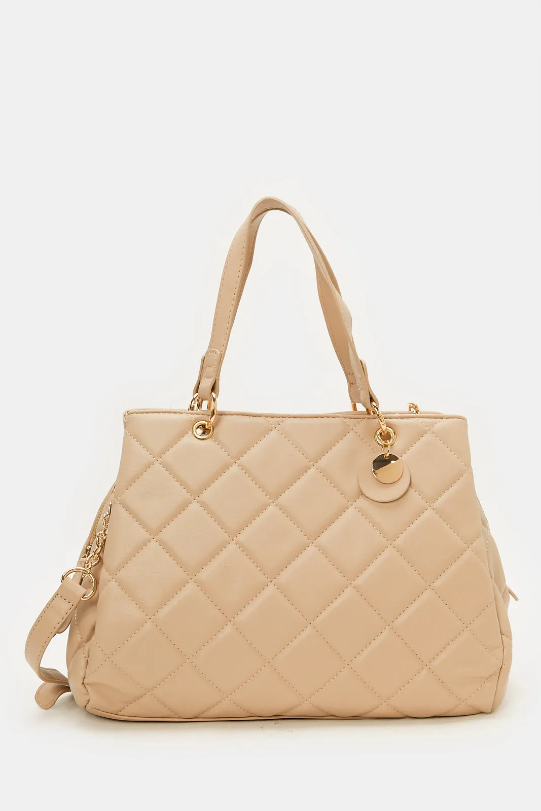 Women Beige Textured Day Bag