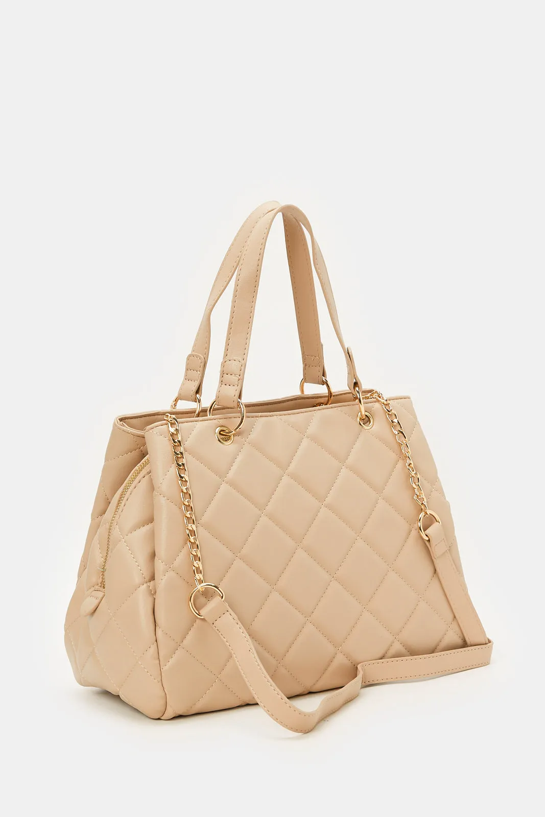 Women Beige Textured Day Bag