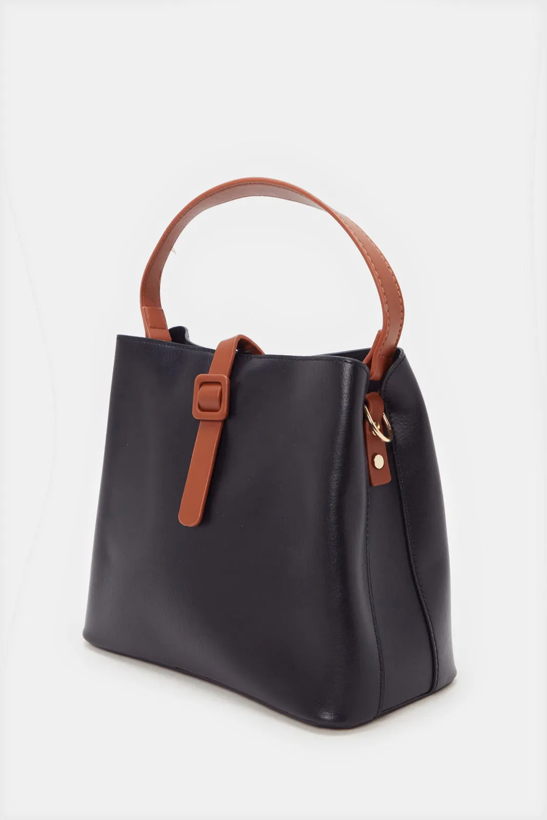 Women Plain Black Bucket Bag