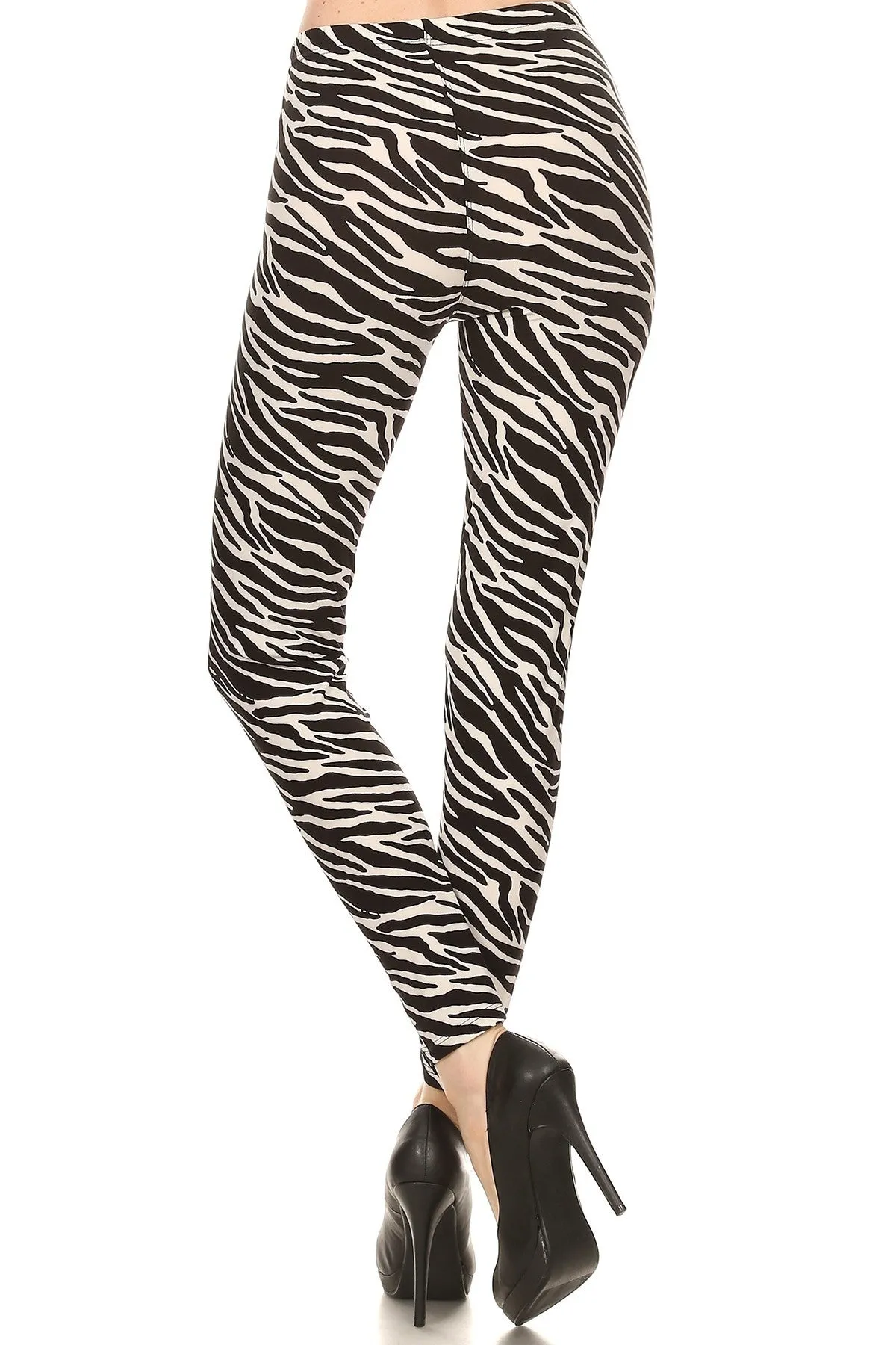 Women's 3X 5X Zebra Animal Skin Full Length Pattern Print Leggings