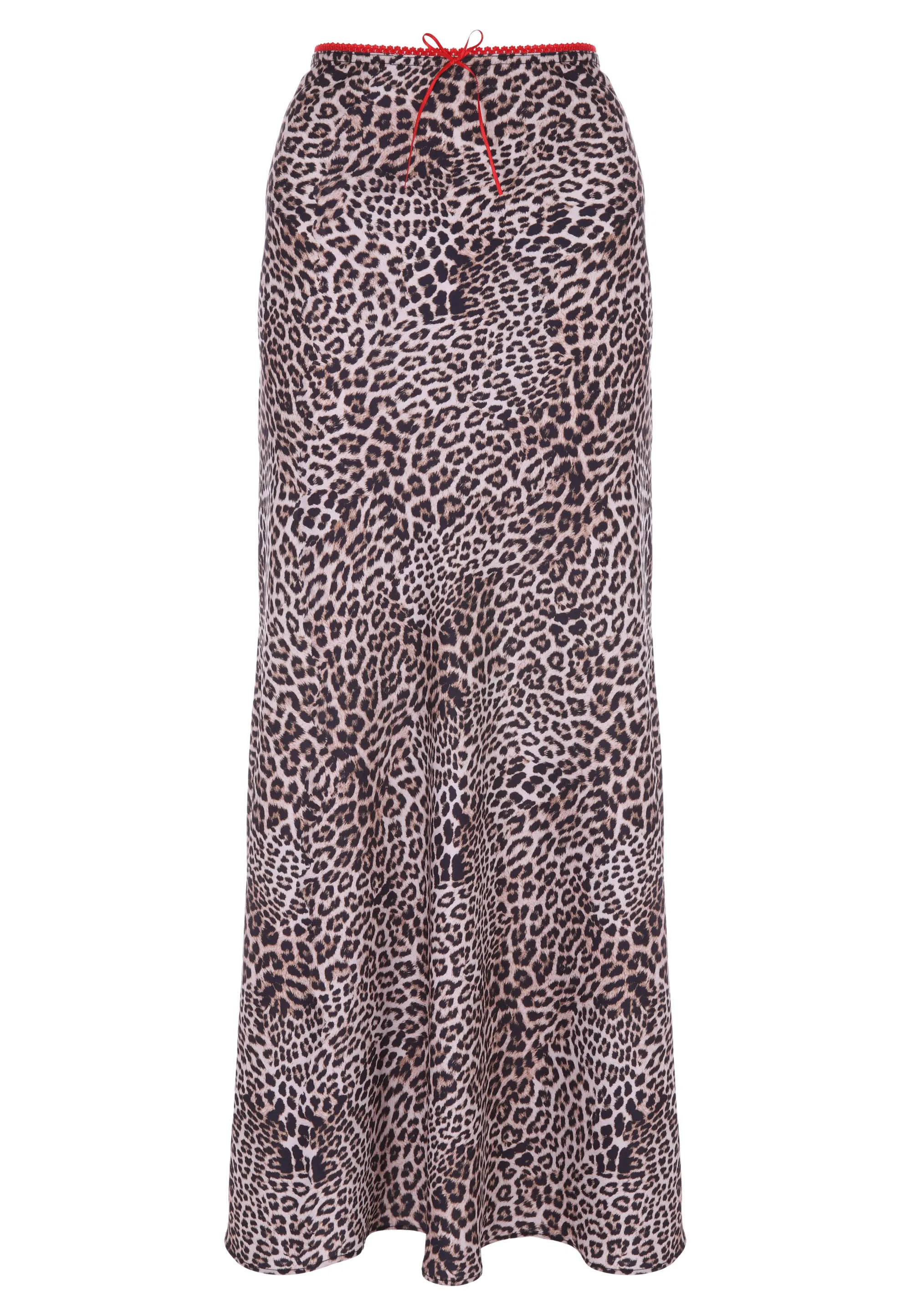 Womens Cream Leopard Midi Skirt