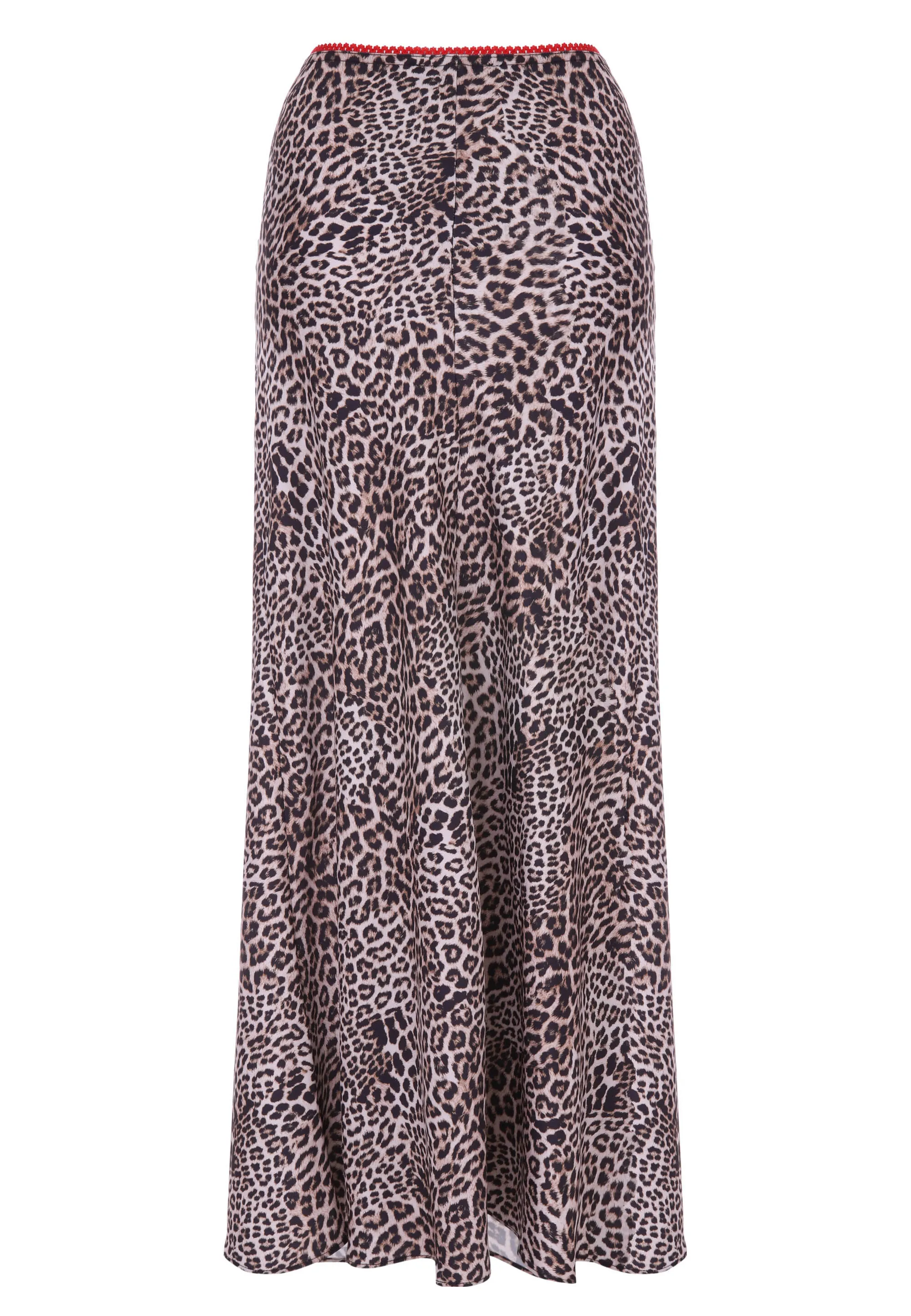 Womens Cream Leopard Midi Skirt