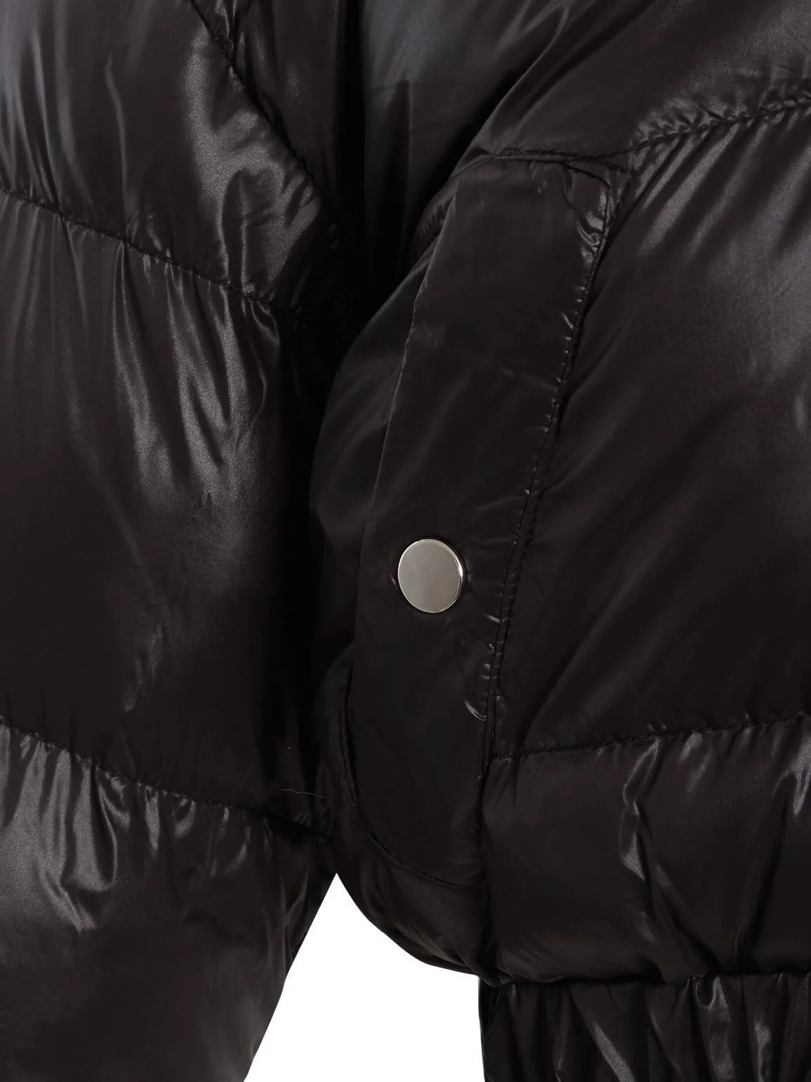 Womens Cropped Puffer Jacket, Black Shine, UK Sizes 8 to 16