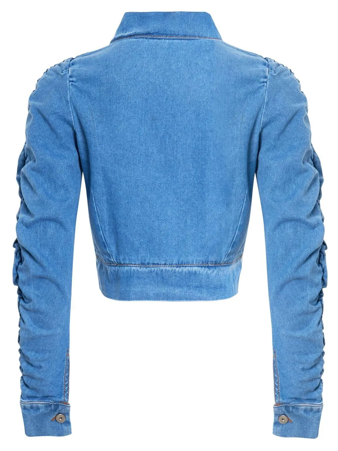 Womens Puff Sleeve Cropped Denim Jacket, UK Sizes 8 to 16