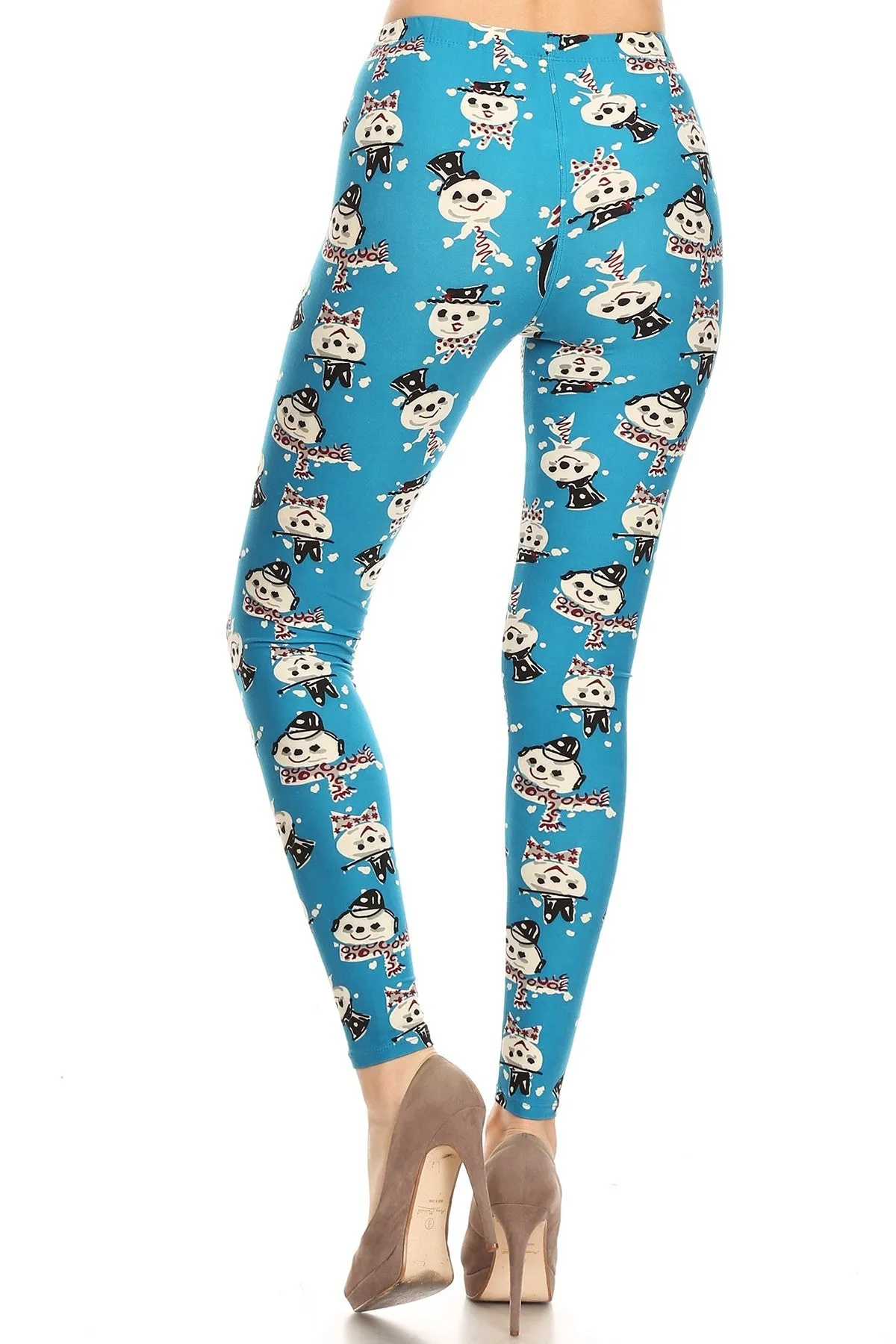 Women's Regular Snowman with Scarf Pattern Printed Leggings