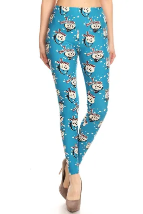 Women's Regular Snowman with Scarf Pattern Printed Leggings