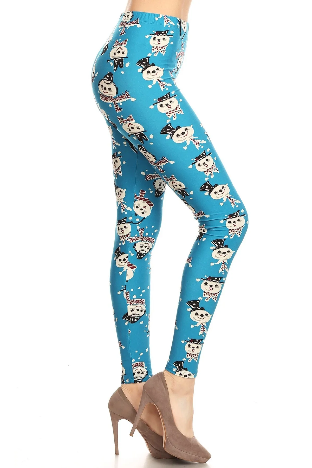 Women's Regular Snowman with Scarf Pattern Printed Leggings