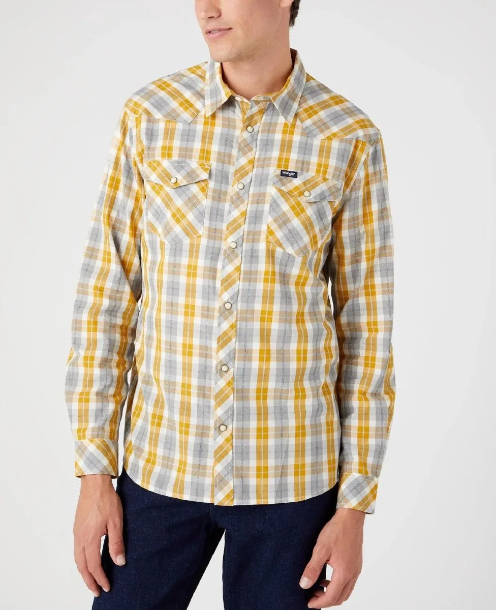 Wrangler Western Check Long Sleeve Shirt Yellow