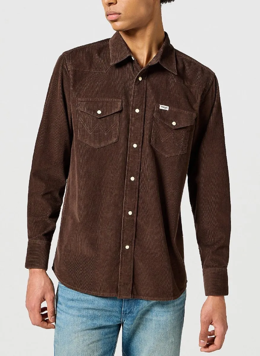 Wrangler Western Cord Long Sleeve Shirt Mole