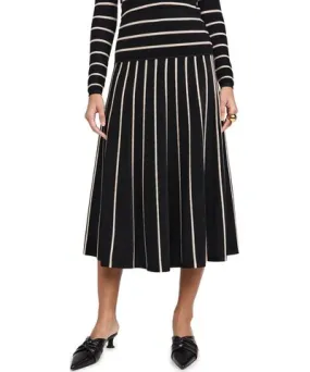 ZIMMERMANN Crush Stripe Midi Skirt Black/Cream 4